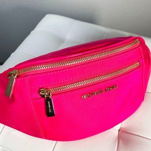 Michael Kors Brand New Mott Nylon Belt Bag in Neon Pink